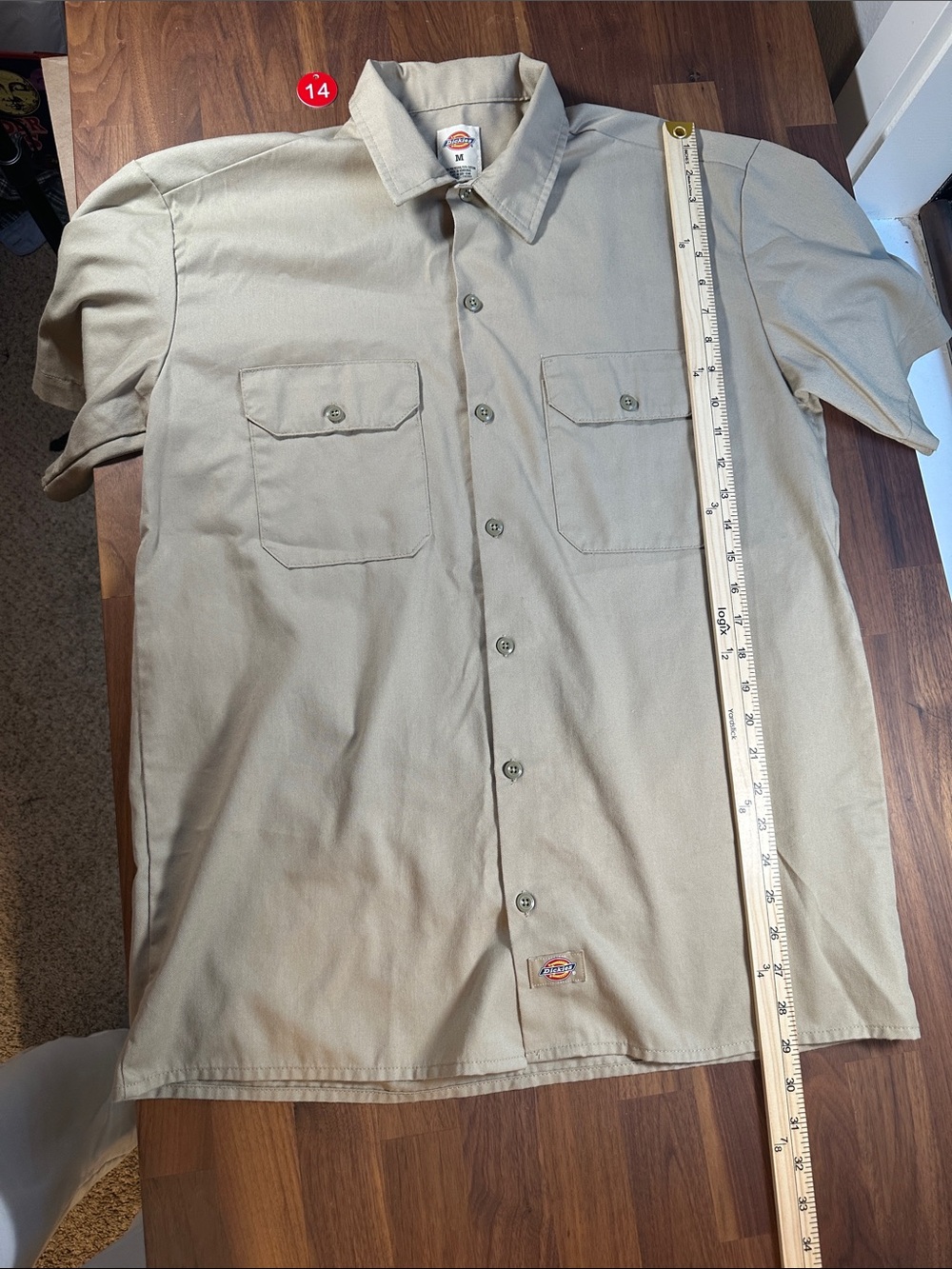 Dickies Men’s Medium Khaki Short Sleeve Work Shirt Button Up Utility